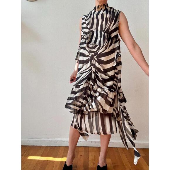 Vintage Just Cavalli Trompe L'oeil Animal Print Silk Chiffon Dress - Picture 3 of 9